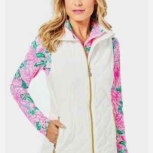 Lilly Pulitzer Pink and White Quilted Vest